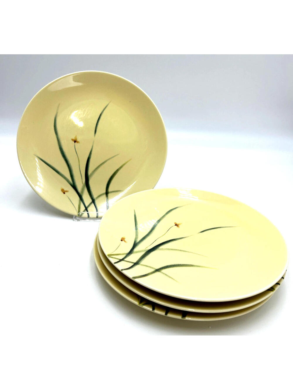 Calvin Klein Vintage Luna Blossom Yellow Salad/Dessert Plates 8 3/8" 4 Plate Lot